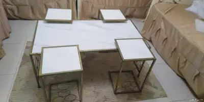 طاوله رخام مع حديد طقم كامل العدد 5 0