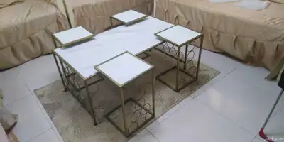 طاوله رخام مع حديد طقم كامل العدد 5 1