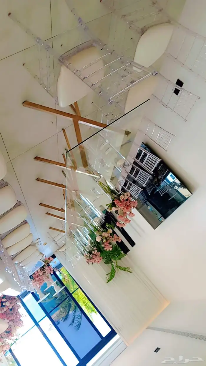 تاجير كراسي شفاف وطاولات قزاز مع التنسيق 0