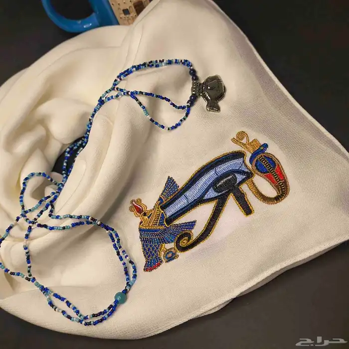 Embroidered scarf - Egyptian eye design 5