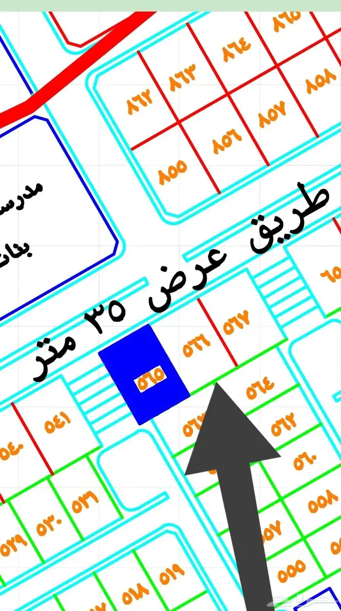 ارض للبيع في مخطط 5 شارعين 35 مسفلت 1