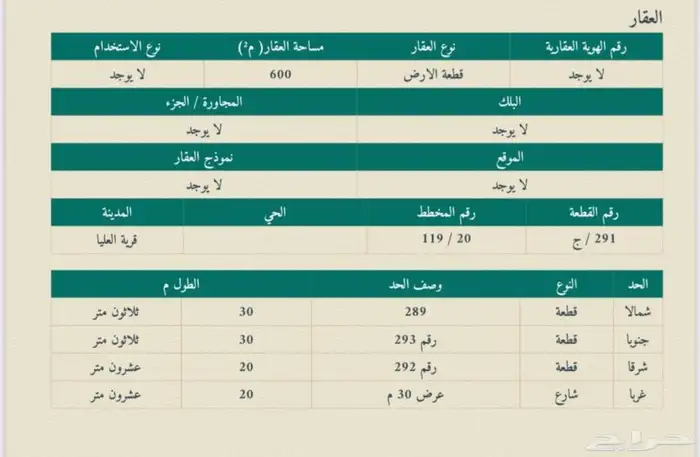 للبيع أرض في القرية العليا شارع 30 1