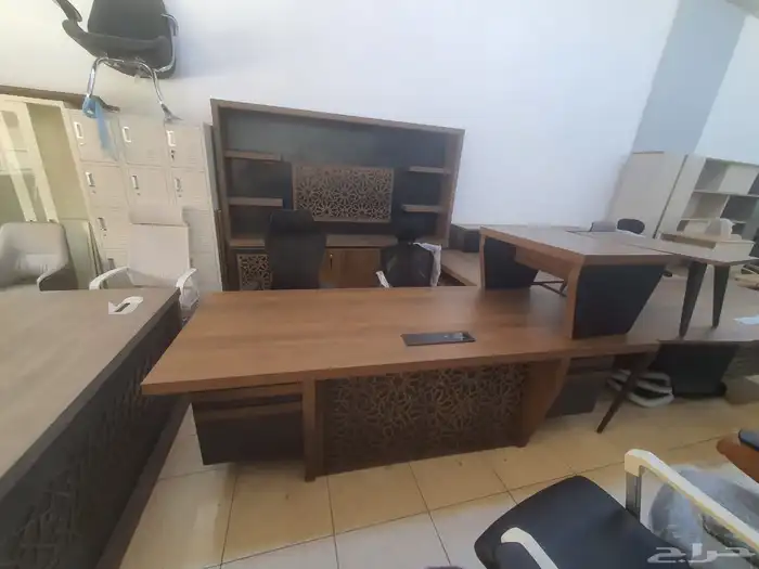 اثاث الم تبي م تب مدير طقم  امل م تب صغير مع  رسي و  نب 5