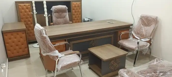 اثاث الم تبي م تب مدير طقم  امل م تب صغير مع  رسي و  نب 4