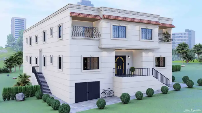 رسم واجهات فلل 3d 2