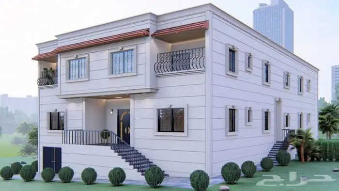 رسم واجهات فلل 3d 5
