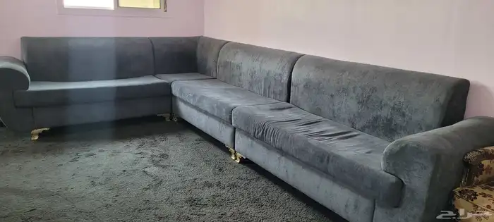 طقم كنب حرف L نظيف مستعمل 4