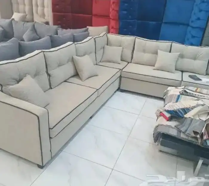 كنب جديد جاهز أو تفصيل حرف ال و7نفر شامل التوصيل 21