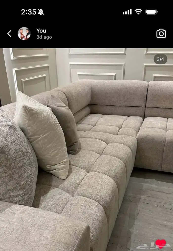 كنب جديد جاهز أو تفصيل حرف ال و7نفر شامل التوصيل 24