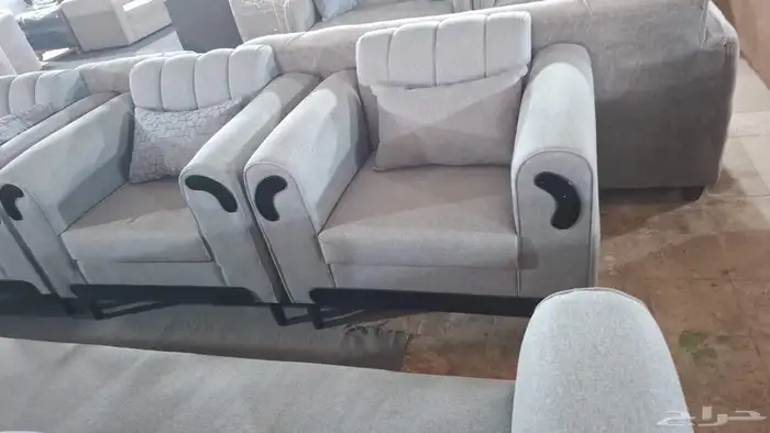 كنب جديد جاهز أو تفصيل حرف ال و7نفر شامل التوصيل 25