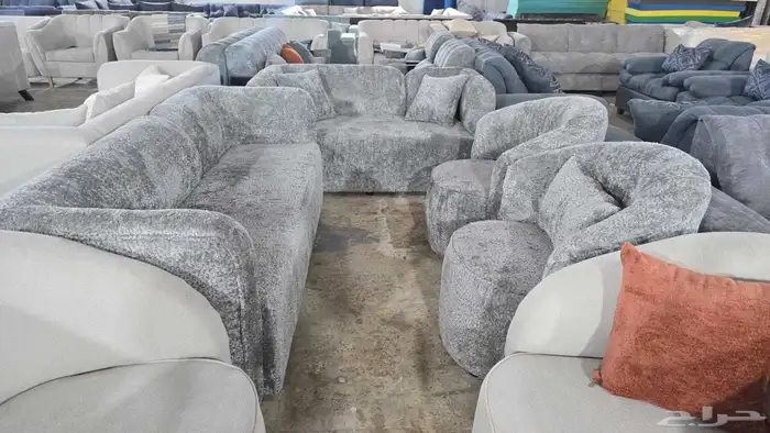 كنب جديد جاهز أو تفصيل حرف ال و7نفر شامل التوصيل 6