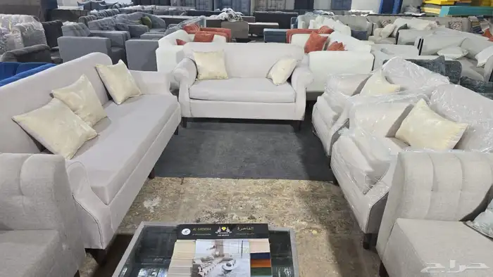 كنب جديد جاهز أو تفصيل حرف ال و7نفر شامل التوصيل 15