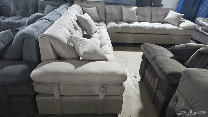 كنب جديد جاهز أو تفصيل حرف ال و7نفر شامل التوصيل 12