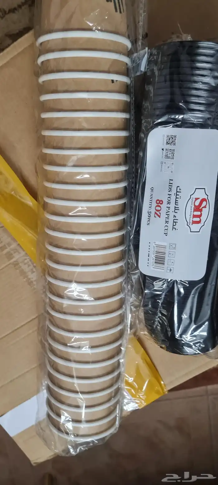 كاسات كرتون وادوات كافيه كمية كبيرة للبيع جملة 0