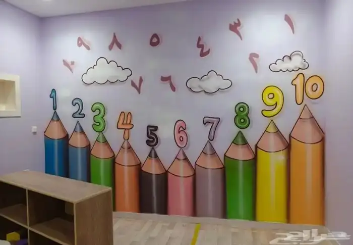 رسم جدران بالمدارس والروضات رسم لوحات مدرسية _مجسمات رسم هند 3