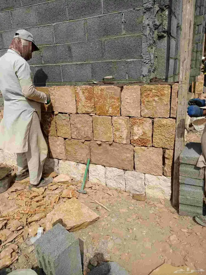 حجر طبيعي وعشواي  مع و بدون مواد توريد و تر يب 0