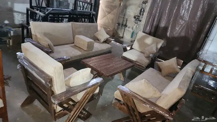 تقم كراسي خشب و كراسي حديد طاولة كنب جلسات الخارجي 18