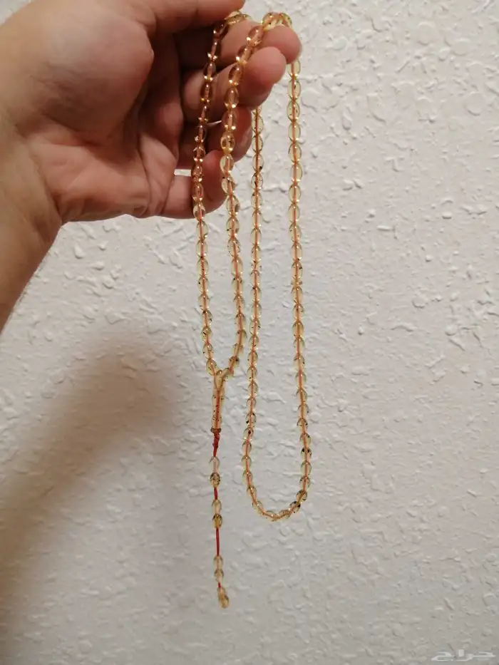 سبحة كهرمان حشري لون شفاف (جديدة). 0