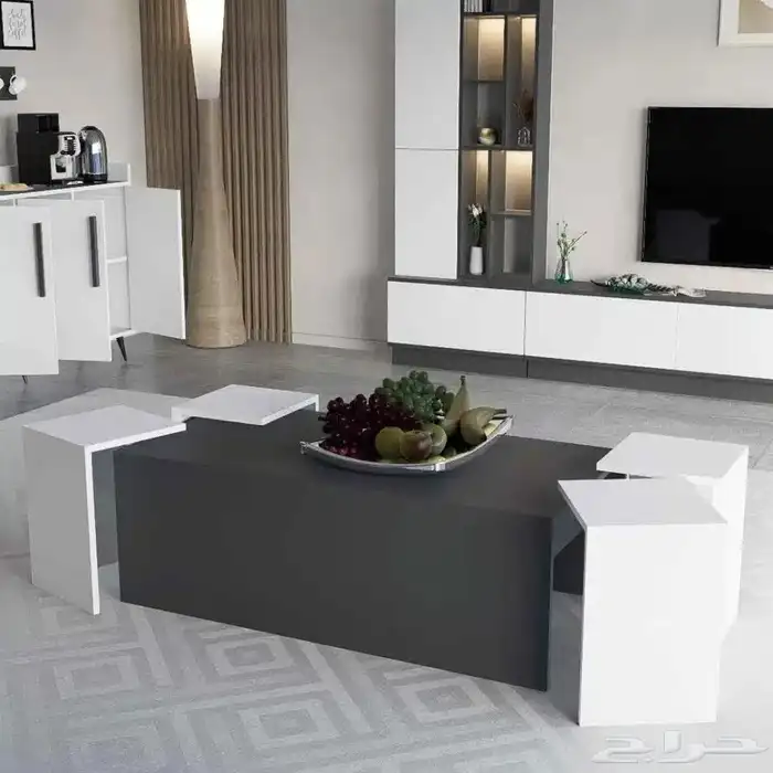 طقم طاولات مودرن ابيض مع رمادي 7