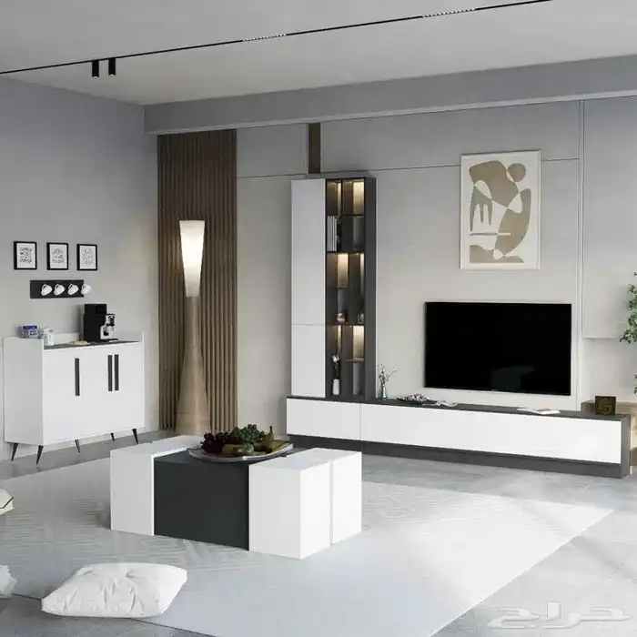 طقم طاولات مودرن ابيض مع رمادي 1