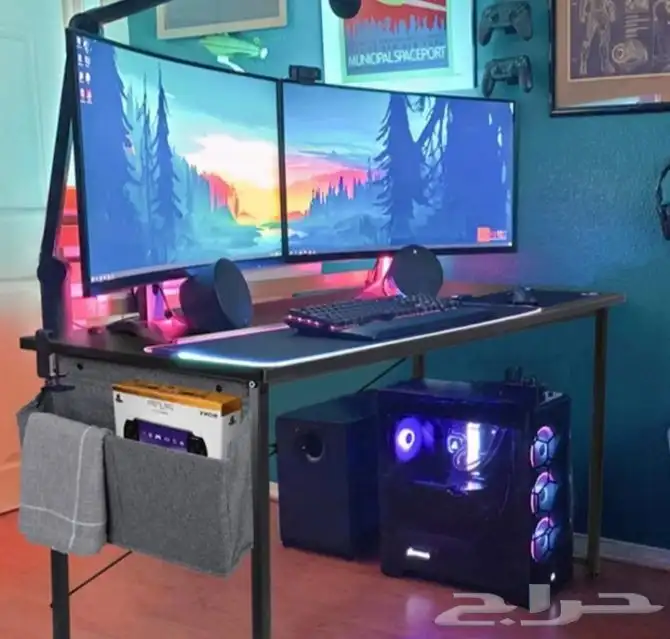 طاولة مكتبيه طاولة قيمنق عملية مع حقيبه جانبيه 120سم 150فقط 4