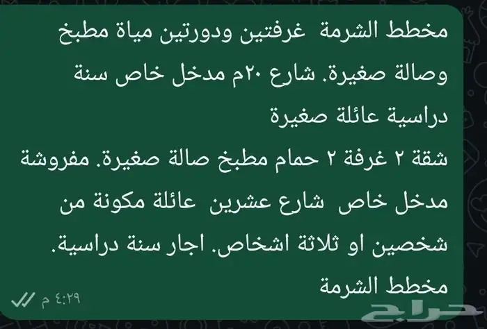 شقه مفروشه غرفتين بلجرشي مخطط الشرمه 12