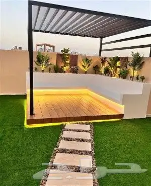 تنسيق حدائق بريده مظلات وجلسات وشلالات 6