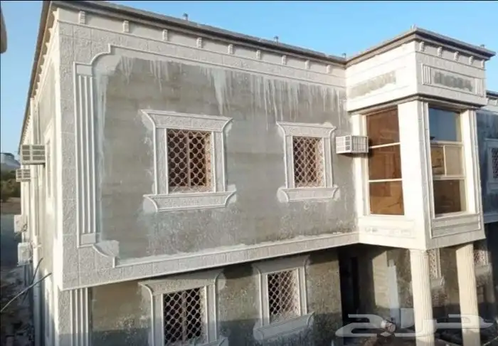 ديكورات خارجيه اسمنتيه تصميم الحجر الطبيعي لياسه ملونه 4