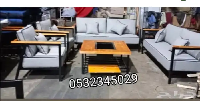 جلسات خارجية مع طاوله كبيره مشب للفحم 0