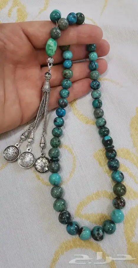 سبحه فيروز طبيعي نيشابورري اصلي وزن 57 جرام 1