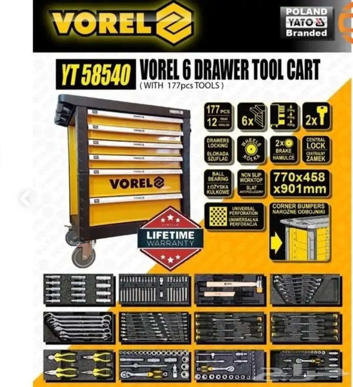 صندوق عده 177 قطعه ماركة VOREL 0