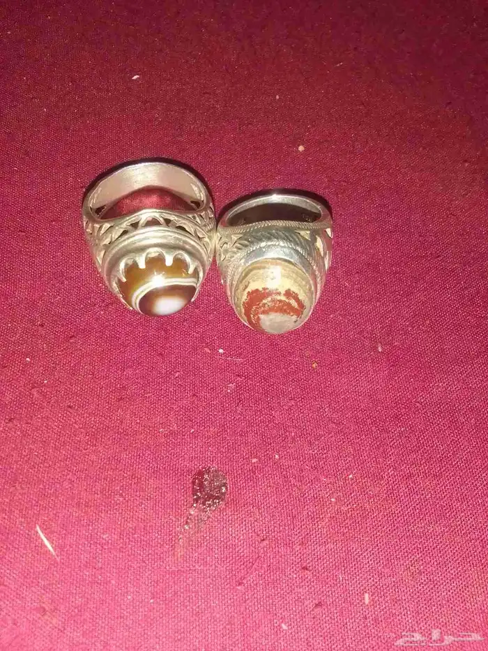 2 خاتم فضة فص عقيق 0