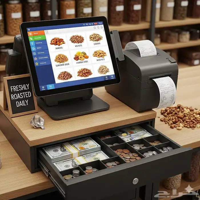 جهاز كاشير للبقالة ومحامص اللب والفول 0