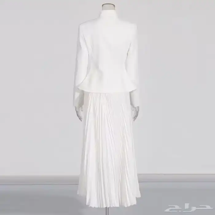 فستان ابيض قطعتين ناعم مقاس L 4