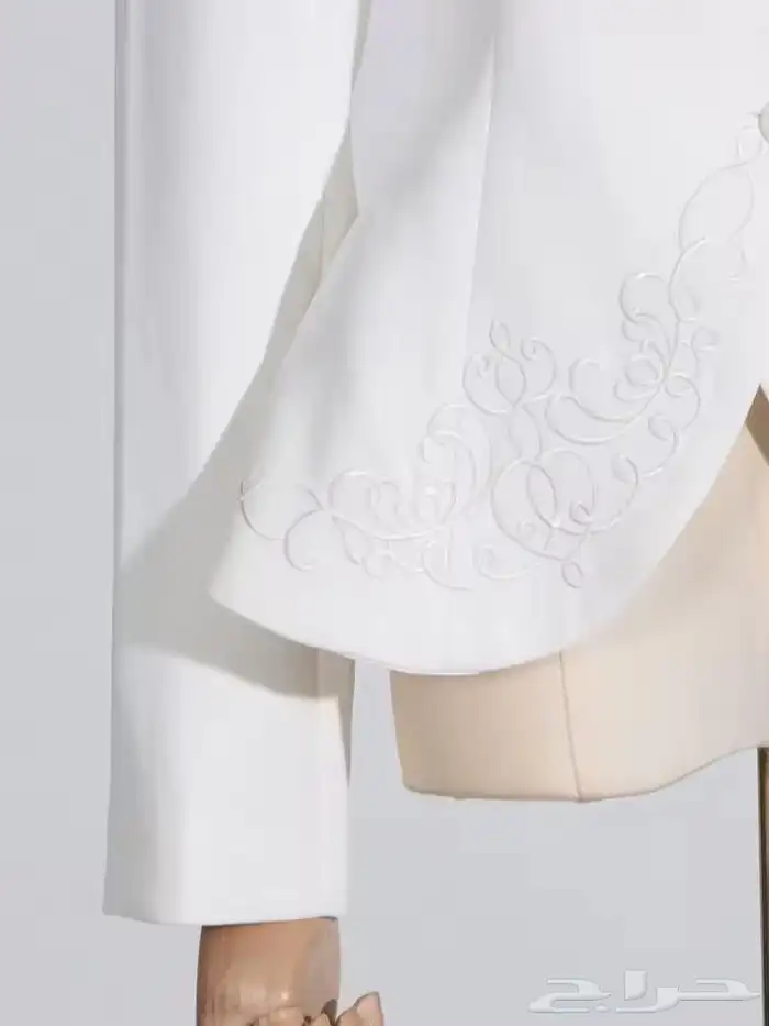 فستان ابيض قطعتين ناعم مقاس L 3