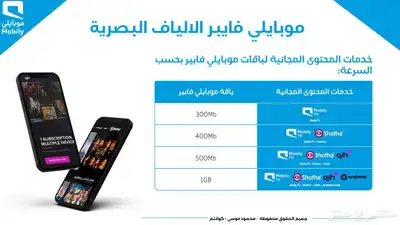 نت فايبر الياف بصريه لامحدود فايف جي 1