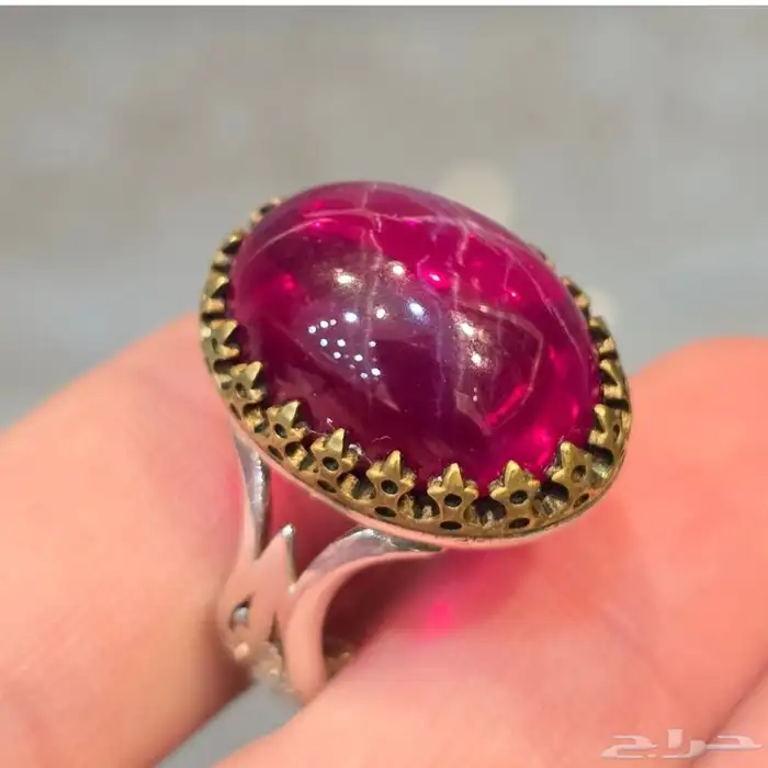 خاتم فضة بحجر ياقوت نجمي 0