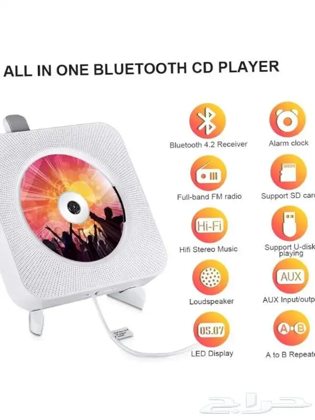 مشغل صوتيات يثبت على الحائط مع جهاز تحكم عن بعد 0