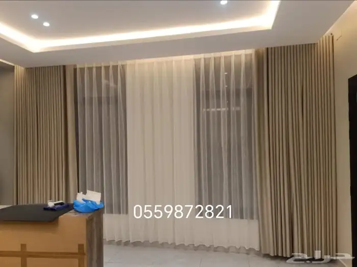 تفصيل جميع انواع الستائر الويفي خط وخطين مع الشيفون وبلاك او 8