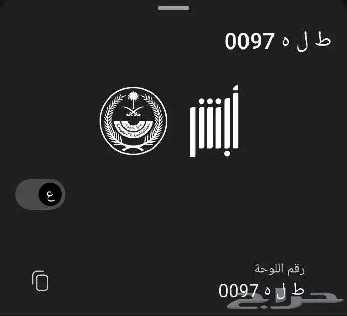لوحة سيارة خاصة ط ل ه 0097 مميزة 0