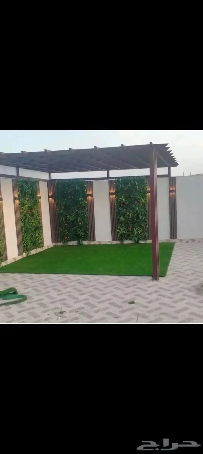 وجايه بديل الخشب مع مظلات ونوافير وشلالات عشب 5