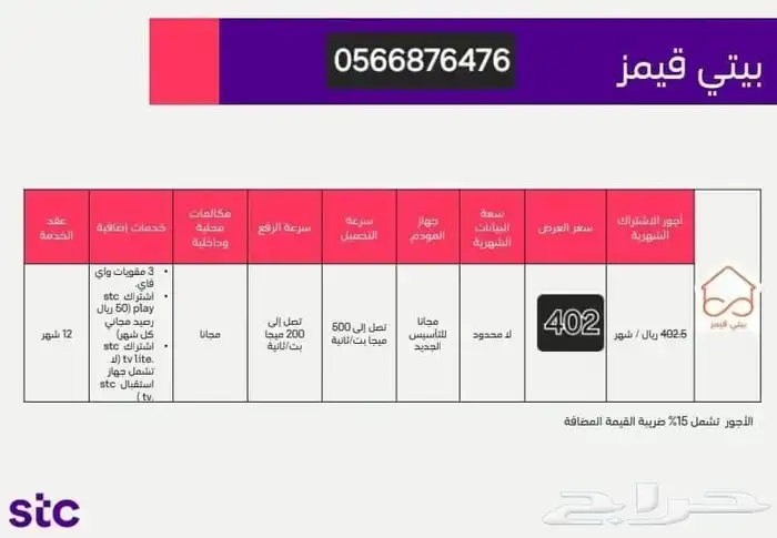 إنترنت مفتوح لامحدود stc 0