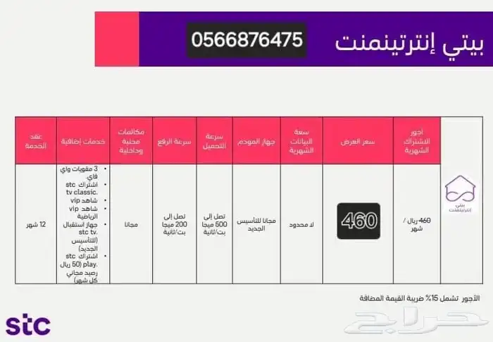 إنترنت مفتوح لامحدود stc 1