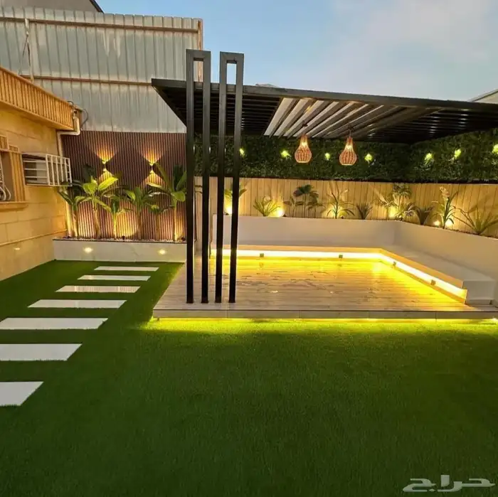 تنسيق حدائق عشب صناعي تنسيق حوش جازان صبيا بيش احد المساحه 0
