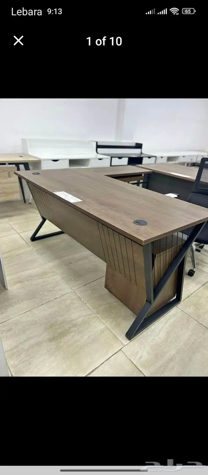 طاولة مكتب جديدة باللون الأبيض والبيج والعسل مع طاولة اجتماع 14