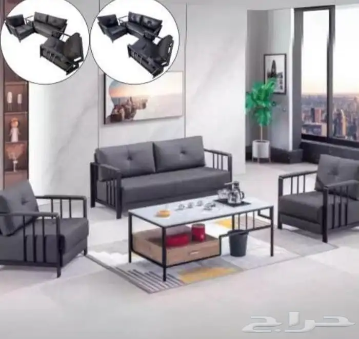 طاولة مكتب جديدة باللون الأبيض والبيج والعسل مع طاولة اجتماع 31