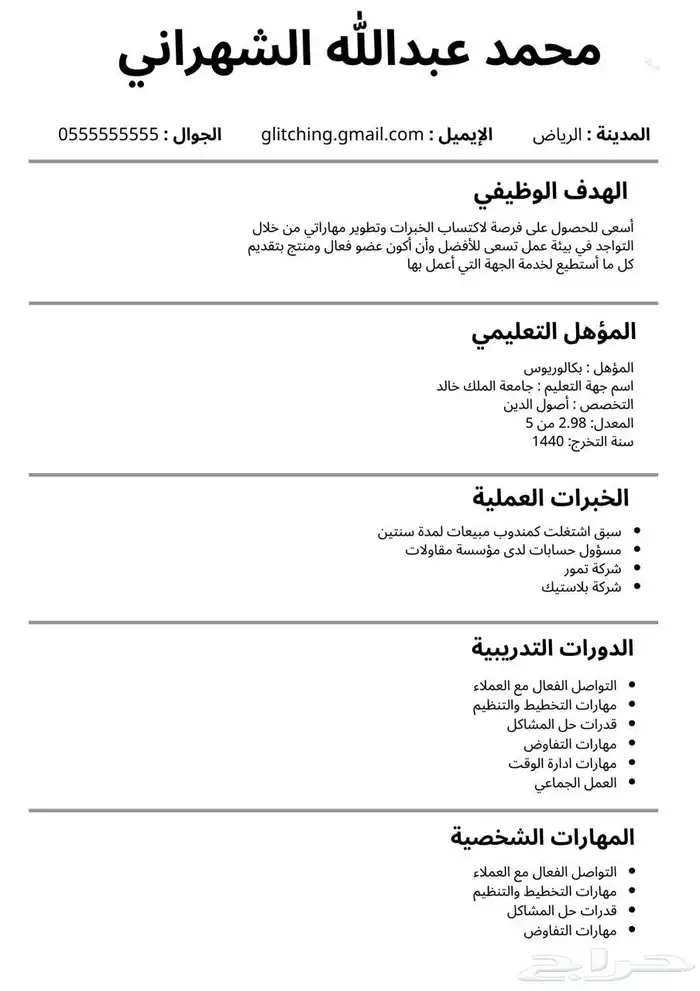 سيره ذاتيه احترافيه ب15 2