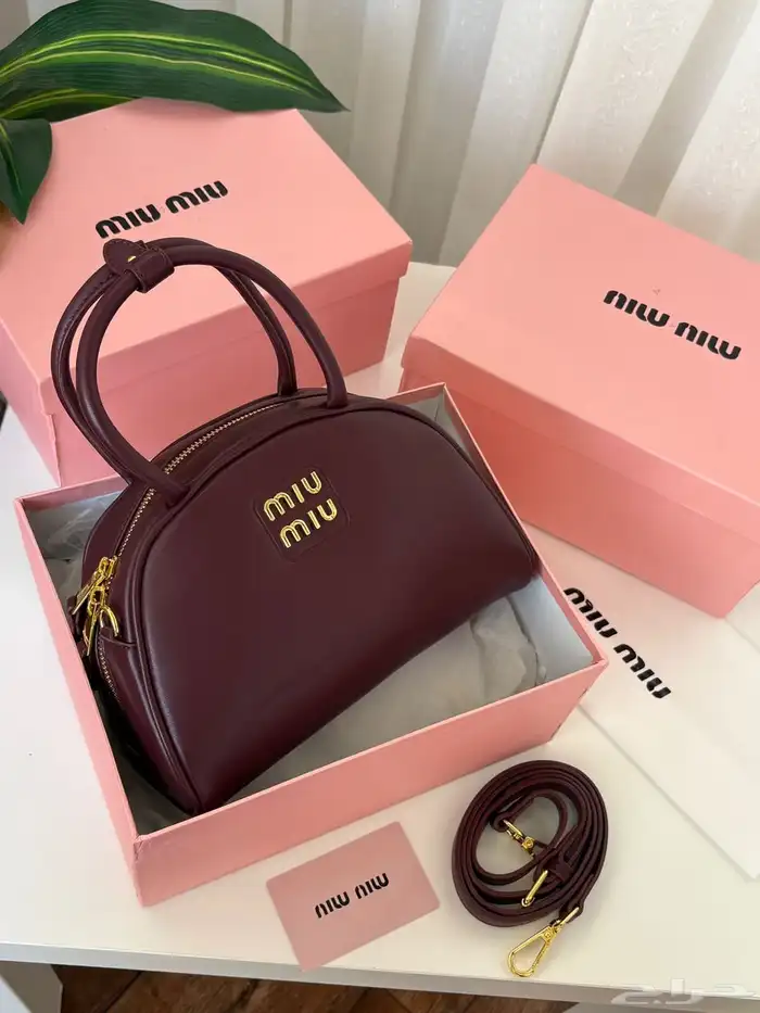 متجر_كاتشي شنطة جلد ميوميو اركادي لون بني داكن بمقابض علوية 5