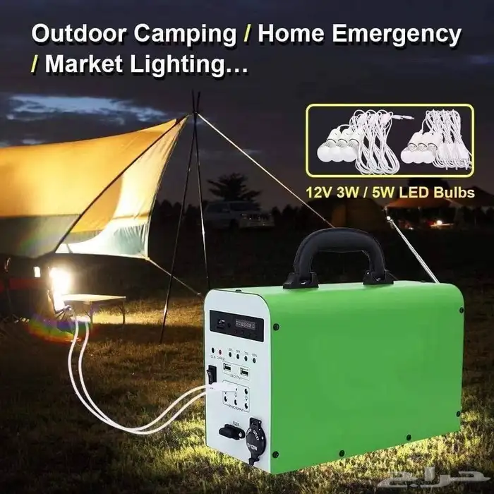 منظومة طاقة شمسية بحجم 18 امبير 6 لمبات ومنفذ ولاعة بجوده عا 1