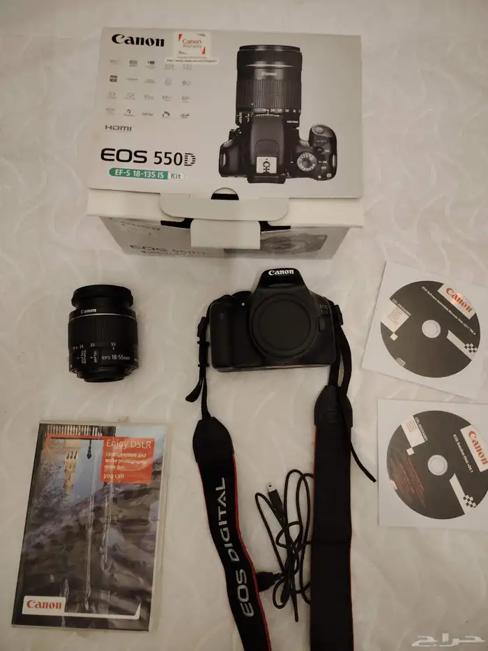 كاميرا كانون 550d نظيفه شبه جديده مع الكرتون 0